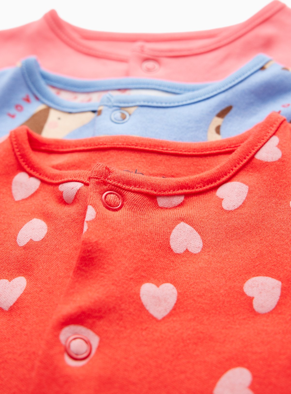 Sausage Dog, Heart & Plain Sleepsuits 3-Pack Up to 3 mths - Image 2 thumbnail